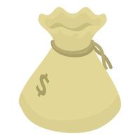 Money bag icon, isometric style vector