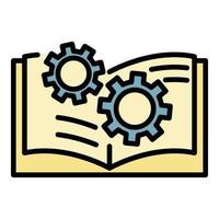 Gear user guide icon color outline vector