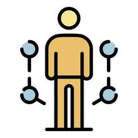 Man and molecules icon color outline vector