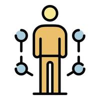 Man and molecules icon color outline vector