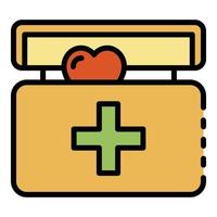 Heart in transplant box icon color outline vector