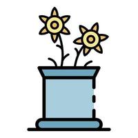 Flower pot icon color outline vector