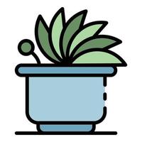 Cute houseplant icon color outline vector