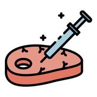 Meat with syringe icon color outline vector