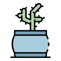 Cactus pot icon color outline vector