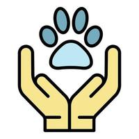 Keep care pet icon color outline vector