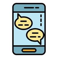 Smartphone chat icon color outline vector