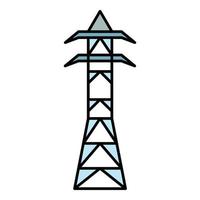 Steel electric tower icon color outline vector