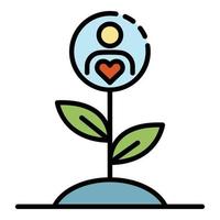 Charity love plant icon color outline vector