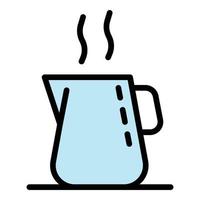 Hot coffee metal pot icon color outline vector