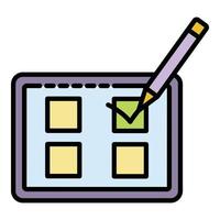 Online vote mark icon color outline vector