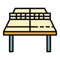 vector de contorno de color de icono de perspectiva de mesa de ping pong