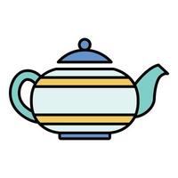 Old teapot icon color outline vector