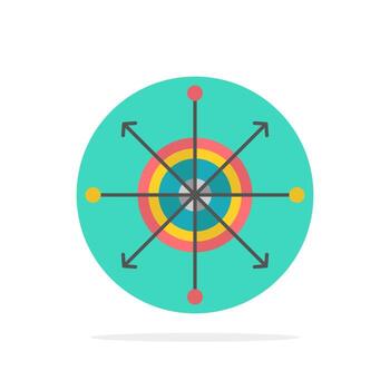 Focus Board Dart Arrow Target Abstract Circle Background Flat color Icon vector