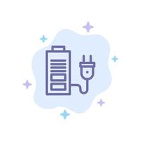 Accumulator Battery Power Plug Blue Icon on Abstract Cloud Background vector