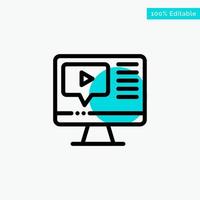 Computer Play Video Education turquoise highlight circle point Vector icon