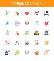 25 Coronavirus Emergency Iconset Blue Design such as hospital bed stay home beat quarantine risk viral coronavirus 2019nov disease Vector Design Elements