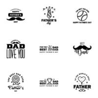 Happy fathers day greeting cards set 9 Black Vector typography lettering Usable for banners print You are the best dad text design Editable Vector Design Elements