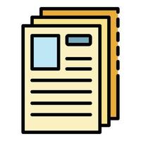 Office papers icon color outline vector