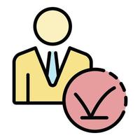 Recruitment man approved icon color outline vector