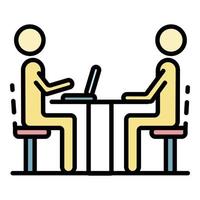 Recruitment meeting icon color outline vector