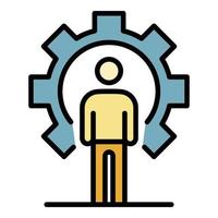 Gear man recruitment icon color outline vector