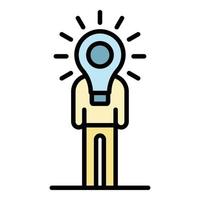 Man idea bulb icon color outline vector