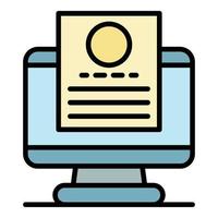 File computer recruitment icon color outline vector