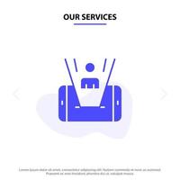 Our Services Mobile Cell Man Technology Solid Glyph Icon Web card Template vector