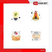 4 Universal Flat Icons Set for Web and Mobile Applications ecology gift idea space printer Editable Vector Design Elements