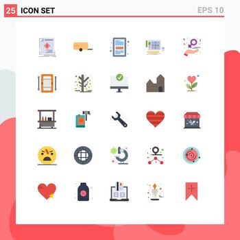 Modern Set of 25 Flat Colors Pictograph of web designing tool book graphic learning Editable Vector Design Elements