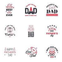 las tarjetas de felicitación del día del padre feliz establecen 9 letras tipográficas vectoriales en negro y rosa utilizables para imprimir pancartas eres el mejor diseño de texto de papá elementos de diseño vectorial editables vector