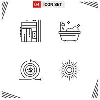 4 Icons Line Style Grid Based Creative Outline Symbols for Website Design Simple Line Icon Signs Isolated on White Background 4 Icon Set Creative Black Icon vector background