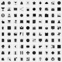 Set of 100 Business Solid Glyph icons vector