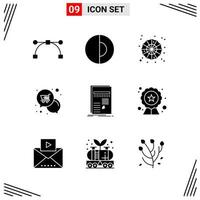 9 Icons Solid Style Grid Based Creative Glyph Symbols for Website Design Simple Solid Icon Signs Isolated on White Background 9 Icon Set Creative Black Icon vector background