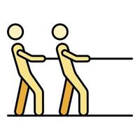 Two man tug of war icon color outline vector