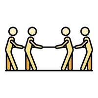 Four people tug of war icon color outline vector