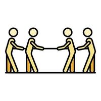 Four people tug of war icon color outline vector