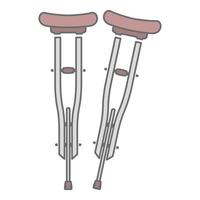 Wood crutches icon color outline vector