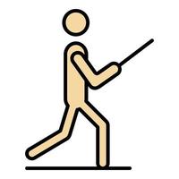 Man fencing training icon color outline vector