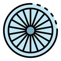 vector de contorno de color de icono de rueda de bicicleta de ciclismo