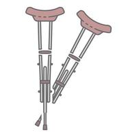 Metal crutches icon color outline vector