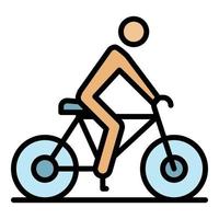 vector de contorno de color de icono de hombre de ciclismo