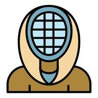 Fencing mask icon color outline vector