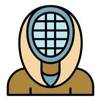 Fencing mask icon color outline vector