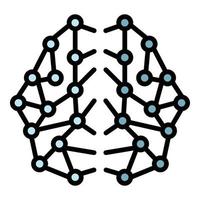 Ai brain network icon color outline vector