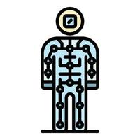 Ai humanoid icon color outline vector