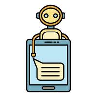 Smartphone chat bot icon color outline vector