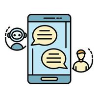 Chat bot talk smartphone icon color outline vector