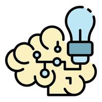 Ai cloud idea icon color outline vector